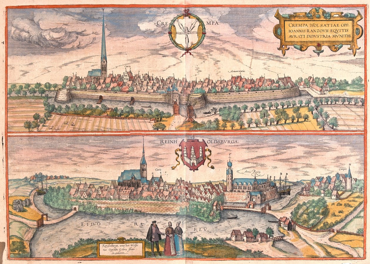 Krempe, Rendsburg, Németország - Georg Braun "Civitates Orbis Terrarum" című művében, Köln 1617. alkotó: Georg Braun