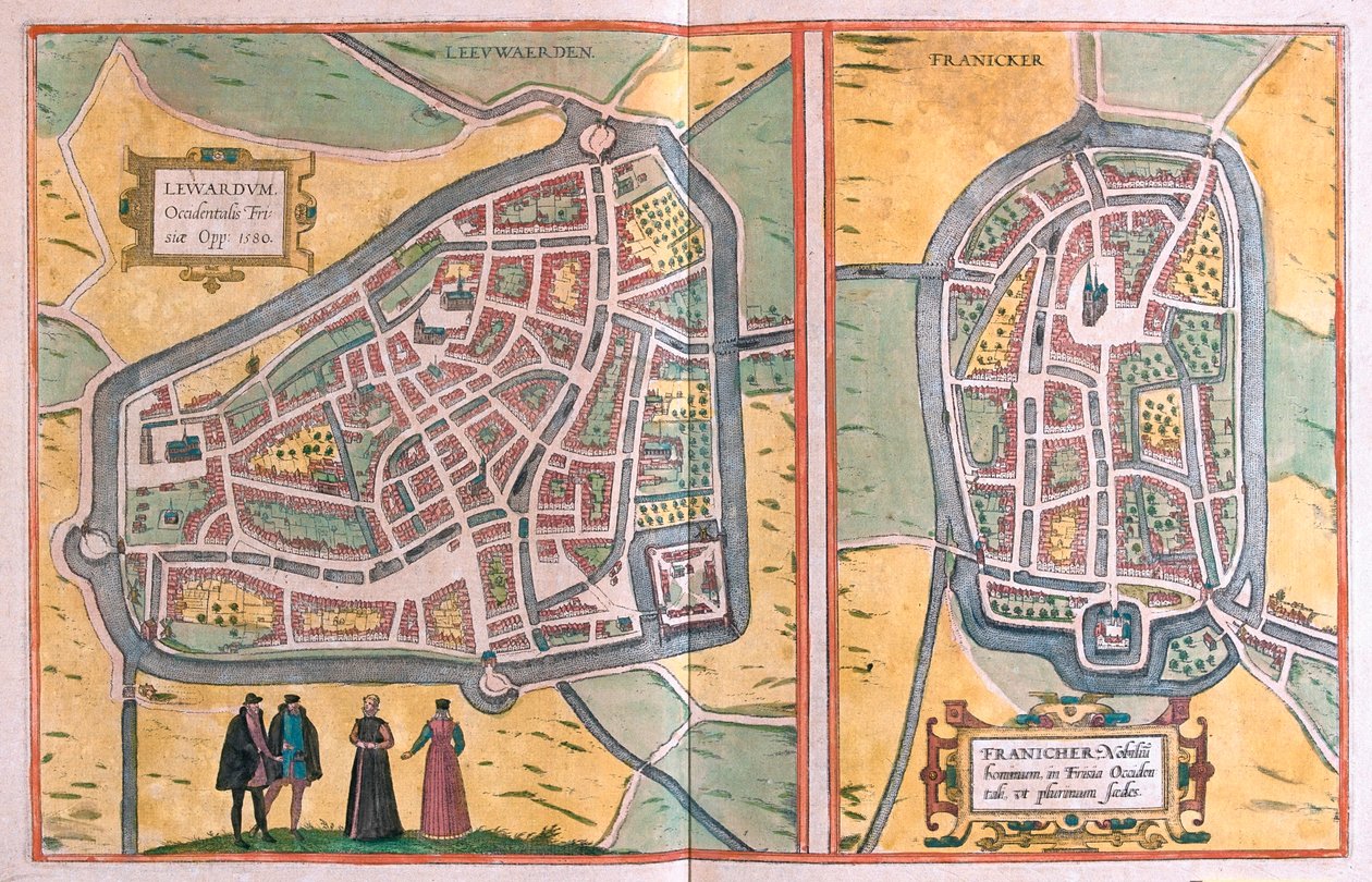 Leeuwarden (nyugat-fríz), Franeker, Hollandia - Georg Braun "Civitates Orbis Terrarum" című művében, Köln 1617. alkotó: Georg Braun