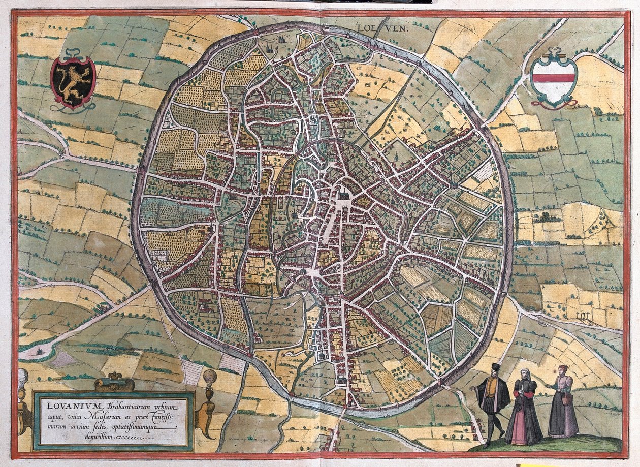 Leuven, Belgium, Georg Braun "Civitates Orbis Terrarum" című művében, Köln 1617. alkotó: Georg Braun