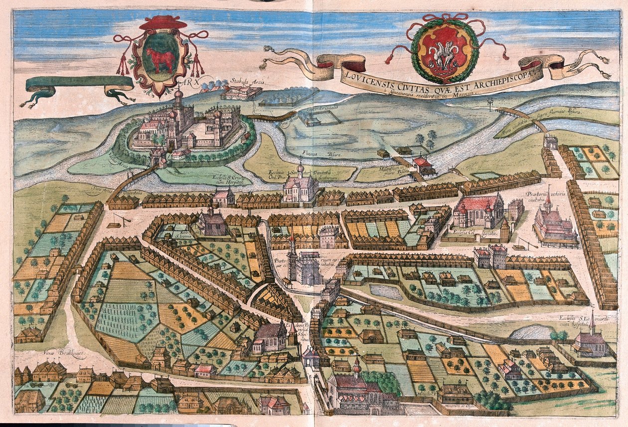 Lowicz, Lengyelország - Georg Braun "Civitates Orbis Terrarum" című művében, Köln 1617. alkotó: Georg Braun