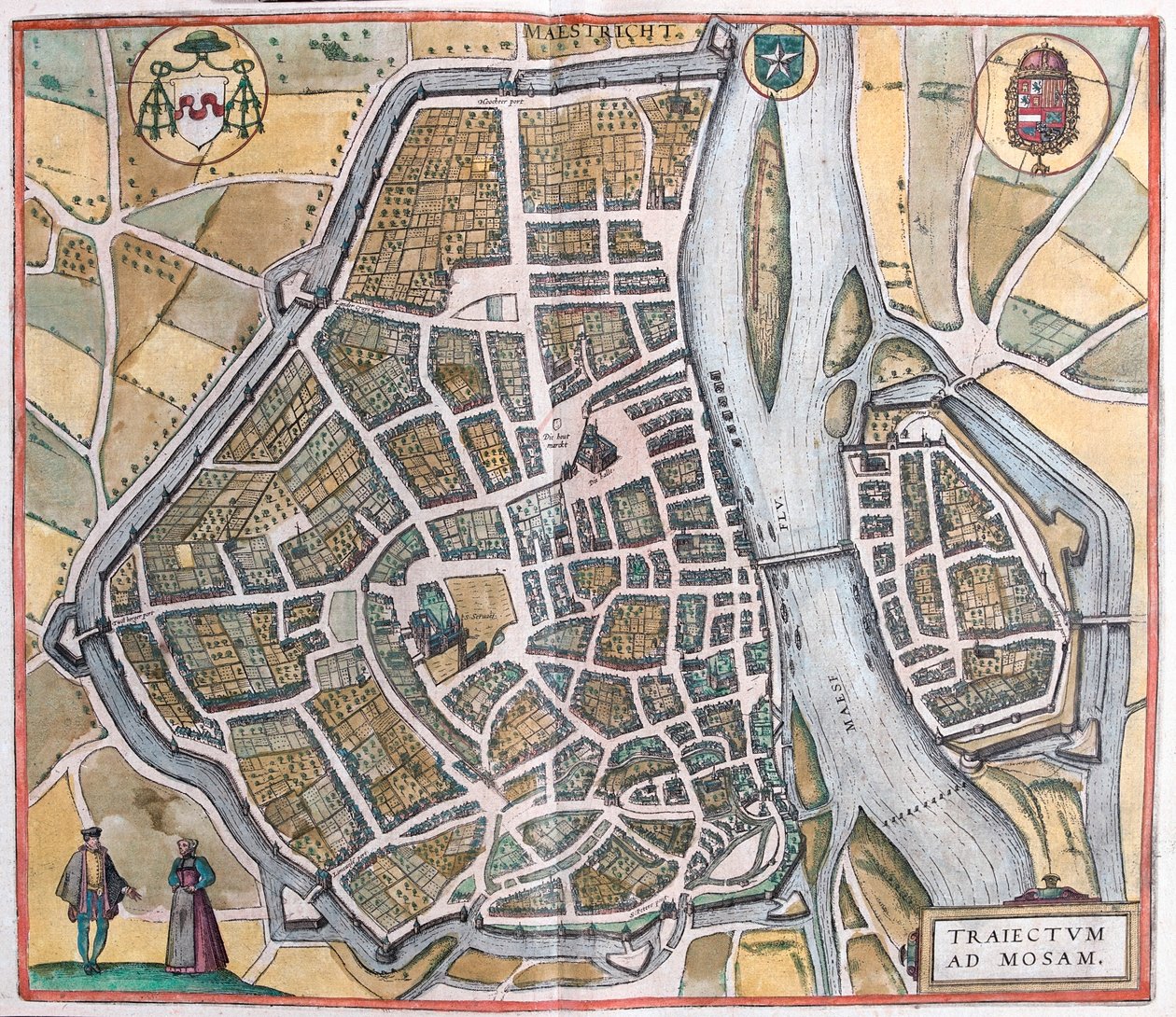 Maastricht, Hollandia, Georg Braun "Civitates Orbis Terrarum" című művében, Köln 1617. alkotó: Georg Braun