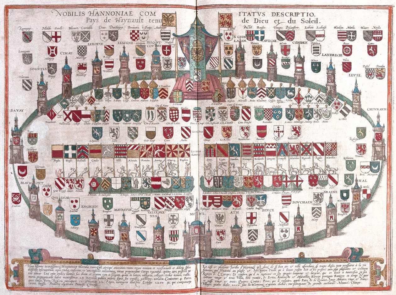 Mons , Belgium - Georg Braun "Civitates Orbis Terrarum" című művében, Köln, 1617. alkotó: Georg Braun