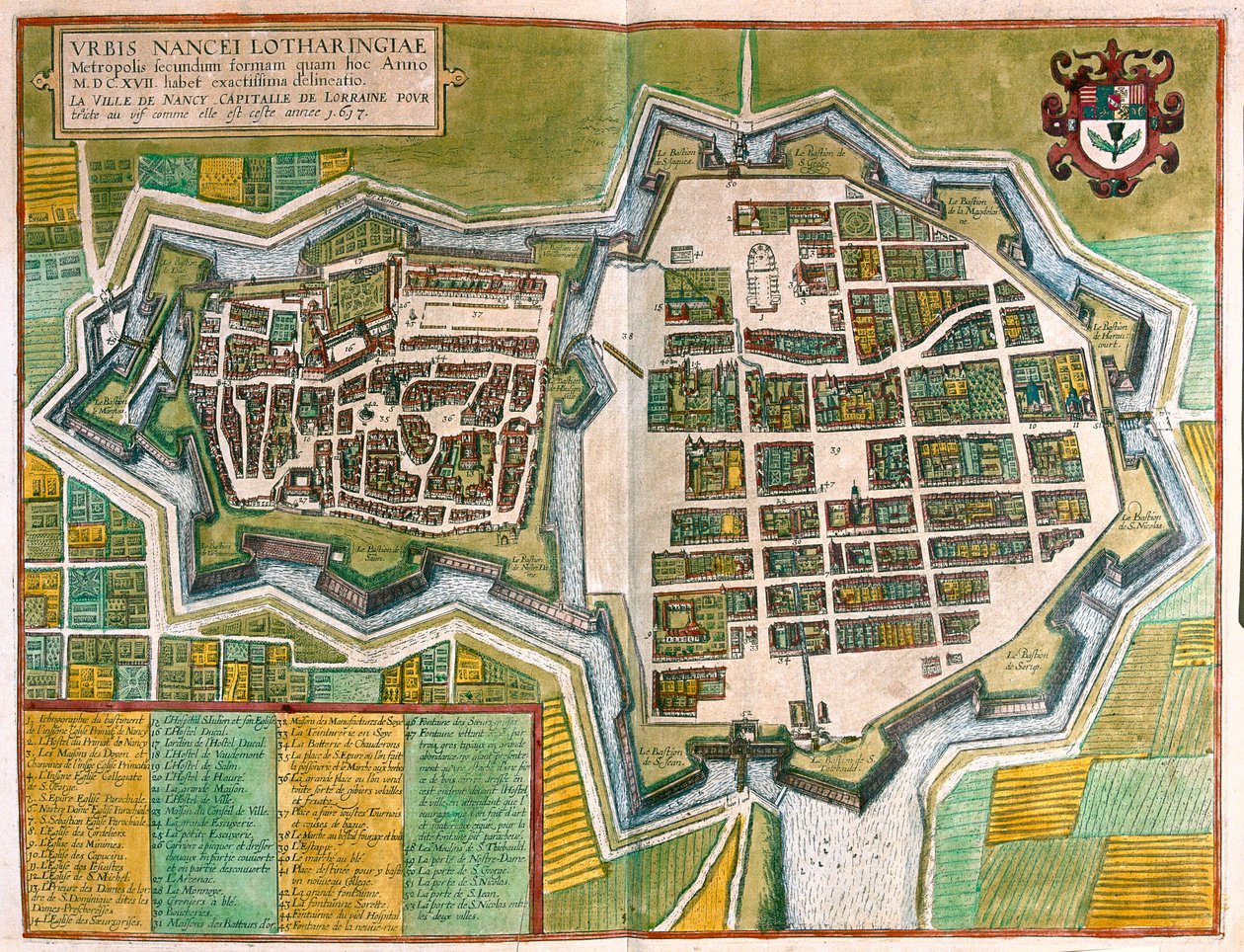 Nancy, Franciaország - Georg Braun "Civitates Orbis Terrarum" című művében, Köln 1617. alkotó: Georg Braun