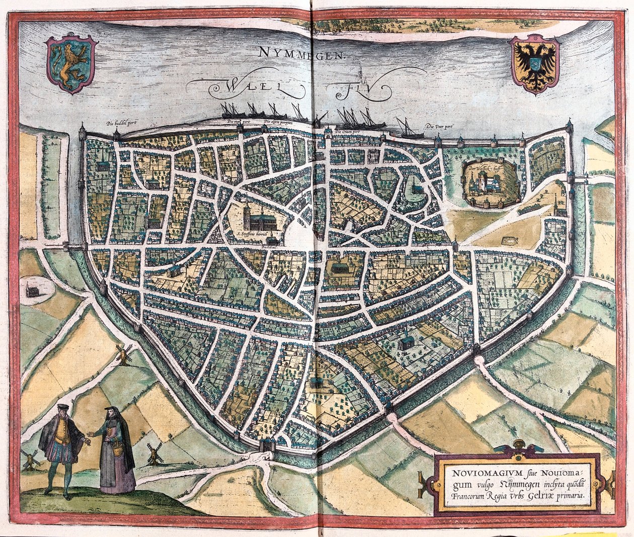Nijmegen - Hollandia, Georg Braun "Civitates Orbis Terrarum" című művében, Köln 1617. alkotó: Georg Braun