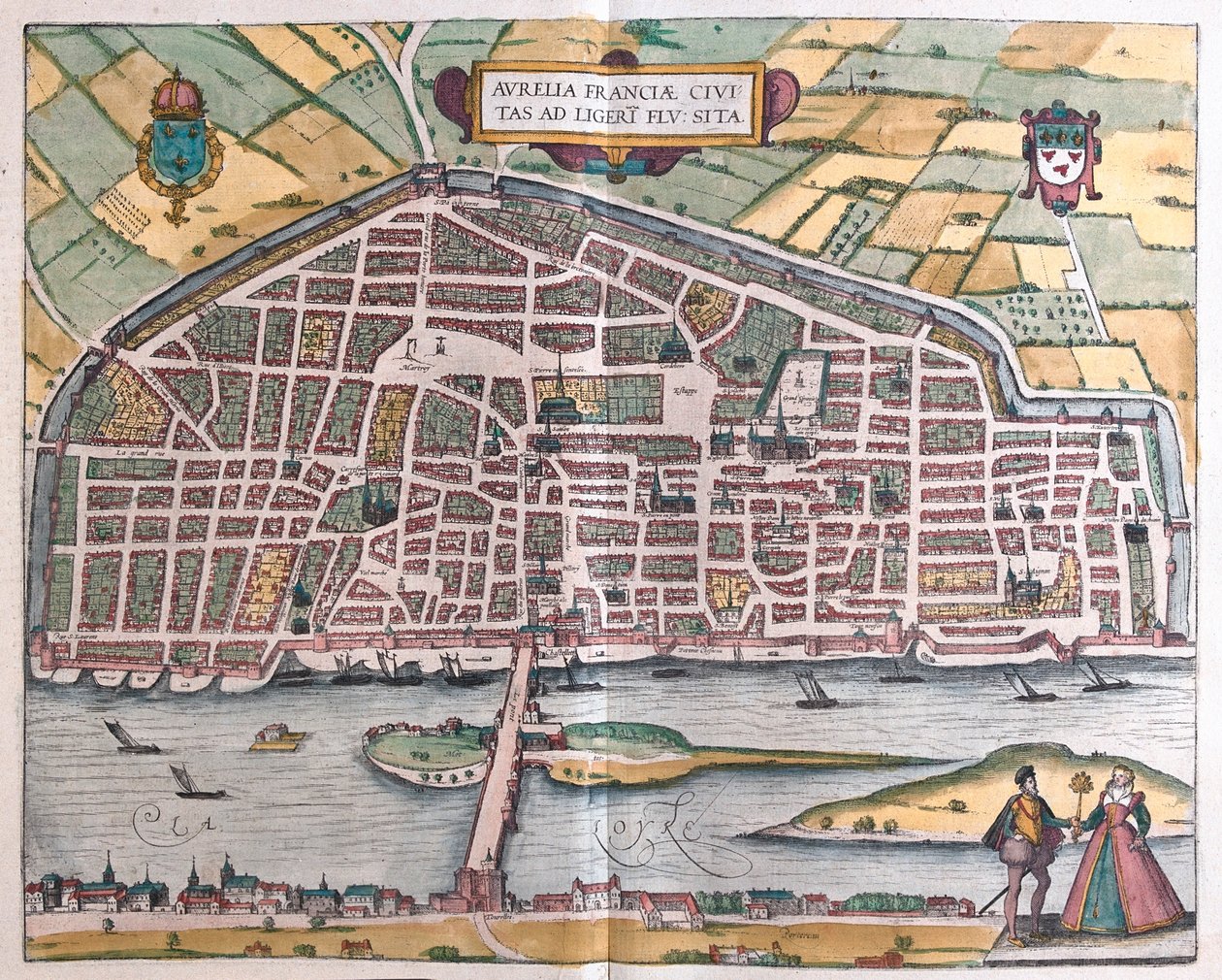 Orleans - Franciaország, Georg Braun "Civitates Orbis Terrarum" című művében, Köln 1617. alkotó: Georg Braun