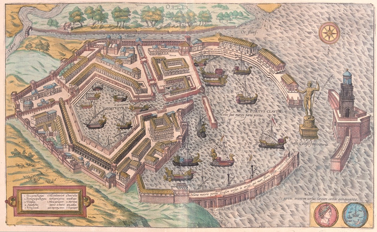 Ostia, Olaszország - Georg Braun "Civitates Orbis Terrarum" című művében, Köln 1617. alkotó: Georg Braun