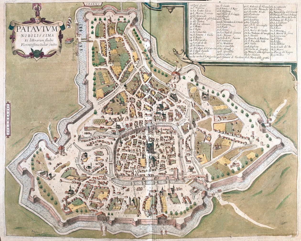 Padova, Olaszország - Georg Braun "Civitates Orbis Terrarum" című művében, Köln 1617. alkotó: Georg Braun