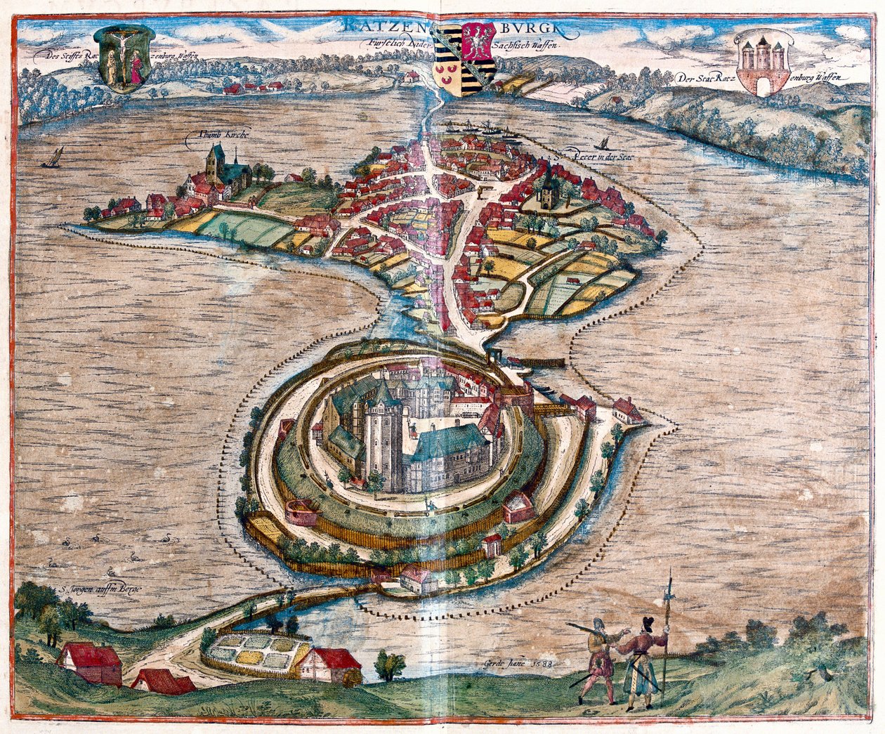 Ratzeburg, Németország - Georg Braun "Civitates Orbis Terrarum" című művében, Köln 1617. alkotó: Georg Braun