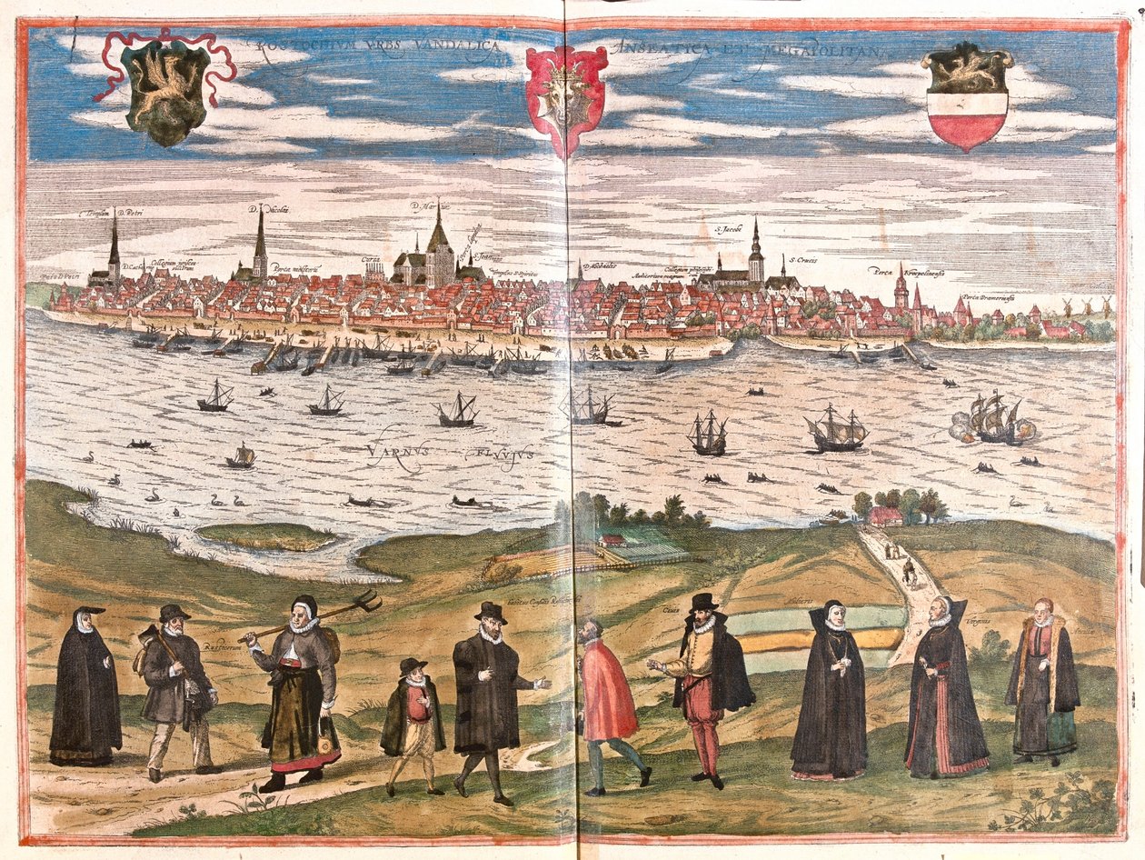 Rostock, Németország - Georg Braun "Civitates Orbis Terrarum" című művében, Köln 1617. alkotó: Georg Braun