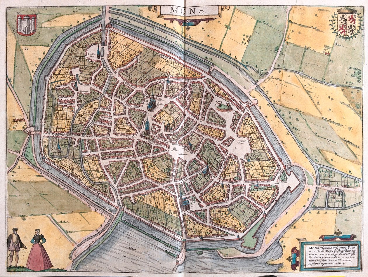 Ruen, Nimes és Bordeaux, Franciaország - Georg Braun "Civitates Orbis Terrarum" című művében, Köln 1617. alkotó: Georg Braun