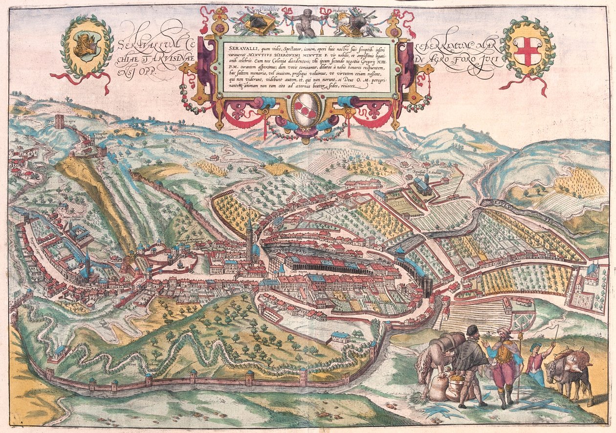 Serravalle, Vittorio Veneto (Treviso), Olaszország - Georg Braun "Civitates Orbis Terrarum" című művében, Köln, 1617. alkotó: Georg Braun