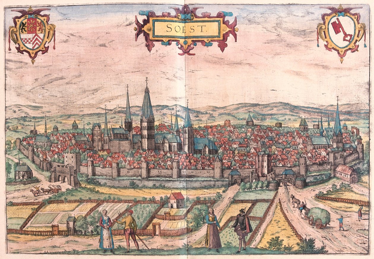 Soest, Németország - Georg Braun "Civitates Orbis Terrarum" című művében, Köln 1617. alkotó: Georg Braun