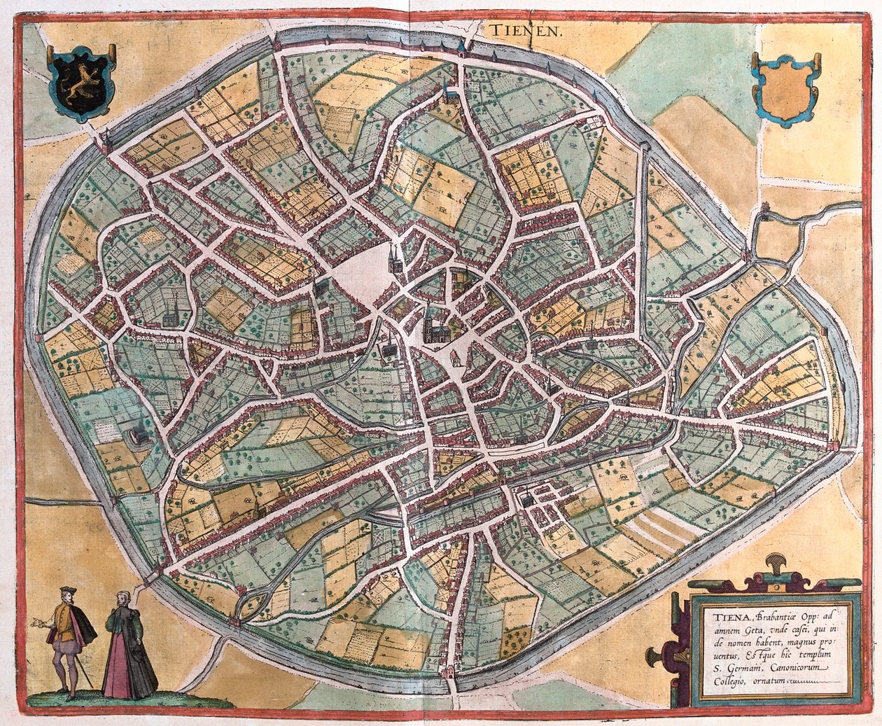 Tienen, Belgium, Georg Braun "Civitates Orbis Terrarum" című művében, Köln 1617. alkotó: Georg Braun