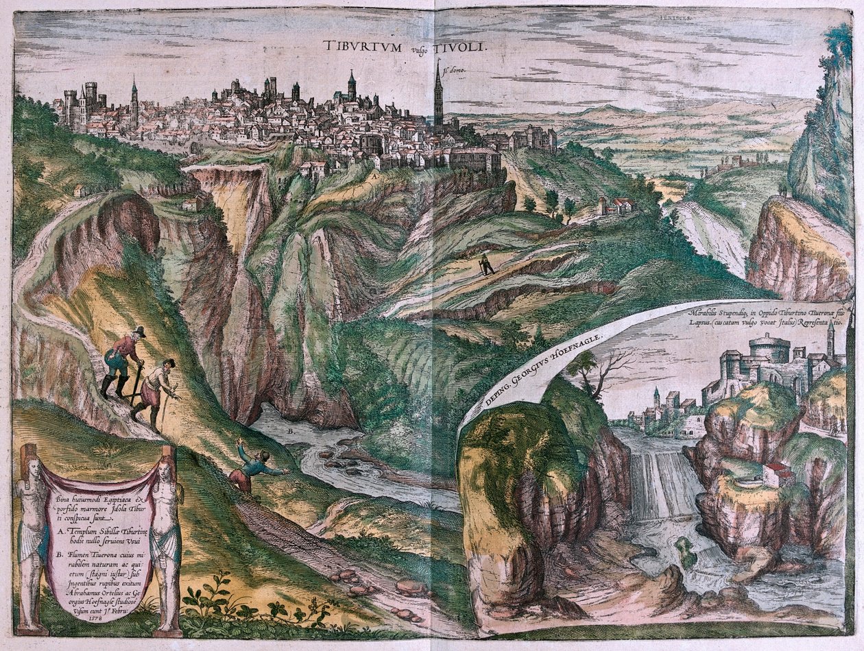 Tivoli, Olaszország - Georg Braun "Civitates Orbis Terrarum" című művében, Köln 1617. alkotó: Georg Braun