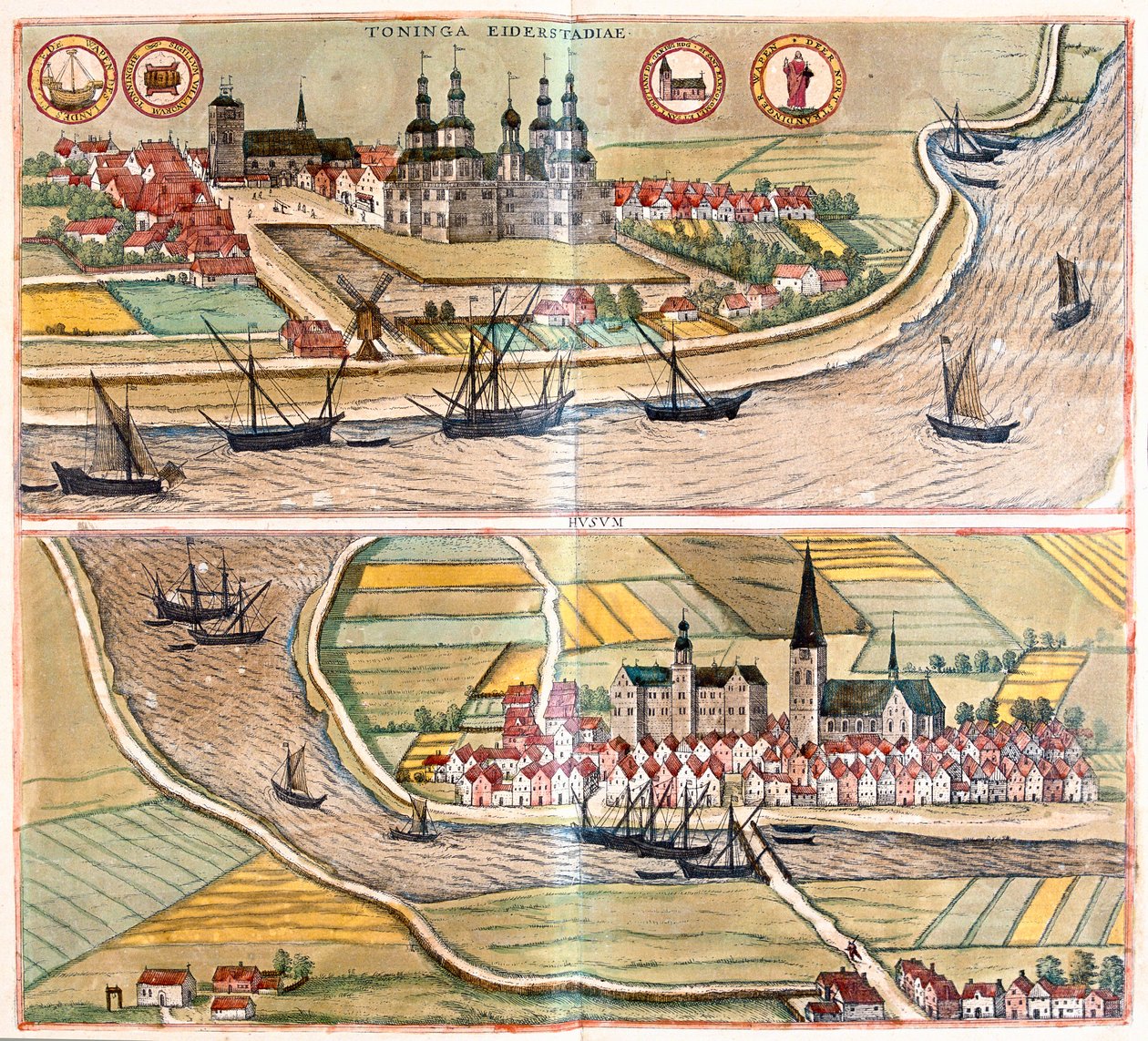 Tonning - Husum, Németország - Georg Braun "Civitates Orbis Terrarum" című művében, Köln 1617. alkotó: Georg Braun