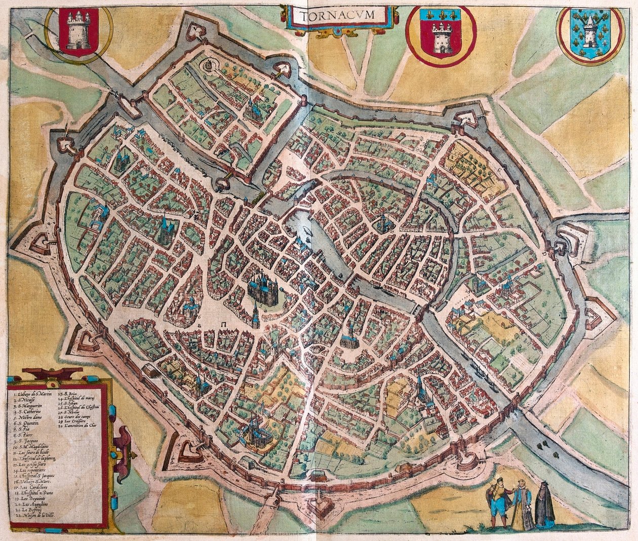 Turnai, Belgium - Georg Braun "Civitates Orbis Terrarum" című művében, Köln 1617. alkotó: Georg Braun
