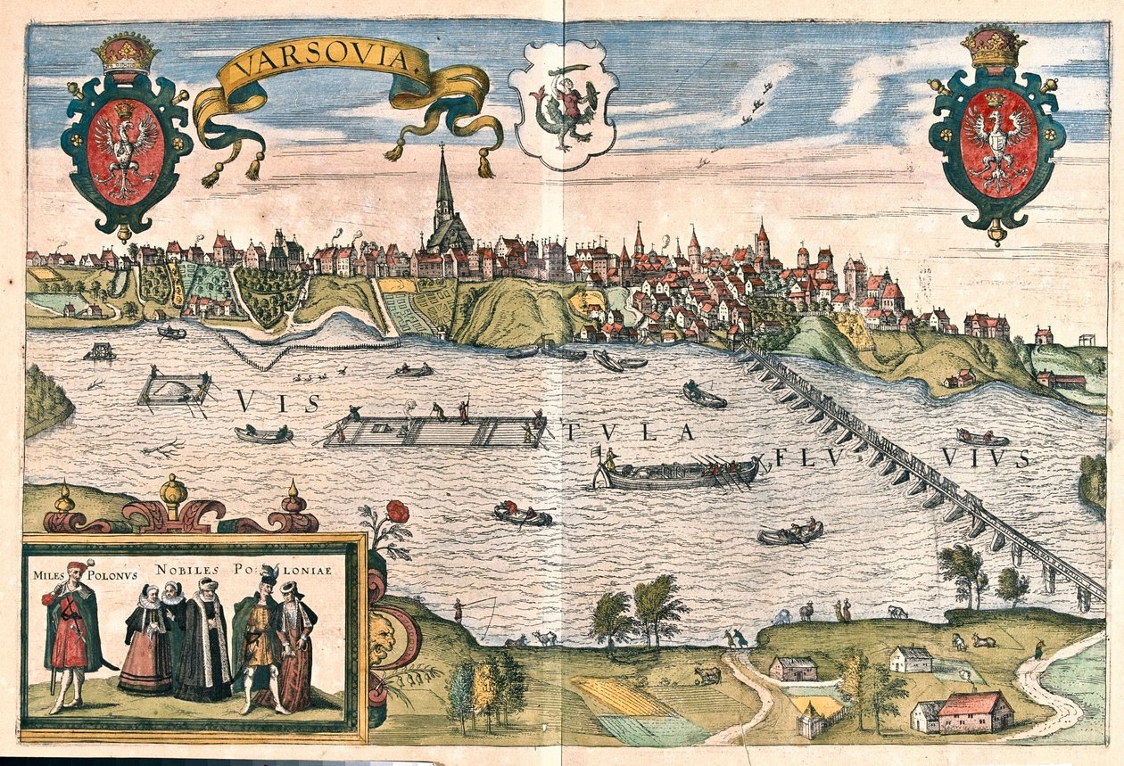 Varsavia, Lengyelország - Georg Braun "Civitates Orbis Terrarum" című művében, Köln 1617. alkotó: Georg Braun
