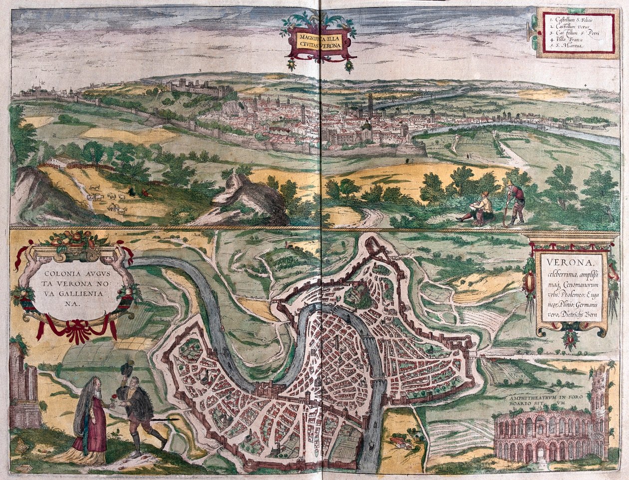 Verona, Olaszország - a "Civitates Orbis Terrarum"-ban6 Georg Braun, Köln 1617. alkotó: Georg Braun