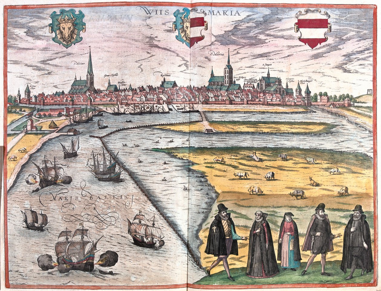 Wismar, Németország - Georg Braun "Civitates Orbis Terrarum" című művében, Köln 1617. alkotó: Georg Braun