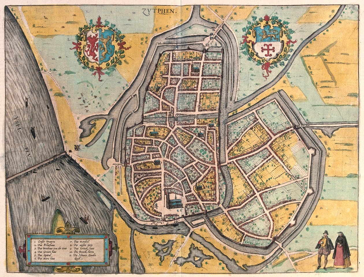 Zutphen, Hollandia - Georg Braun "Civitates Orbis Terrarum" című művében, Köln 1617. alkotó: Georg Braun