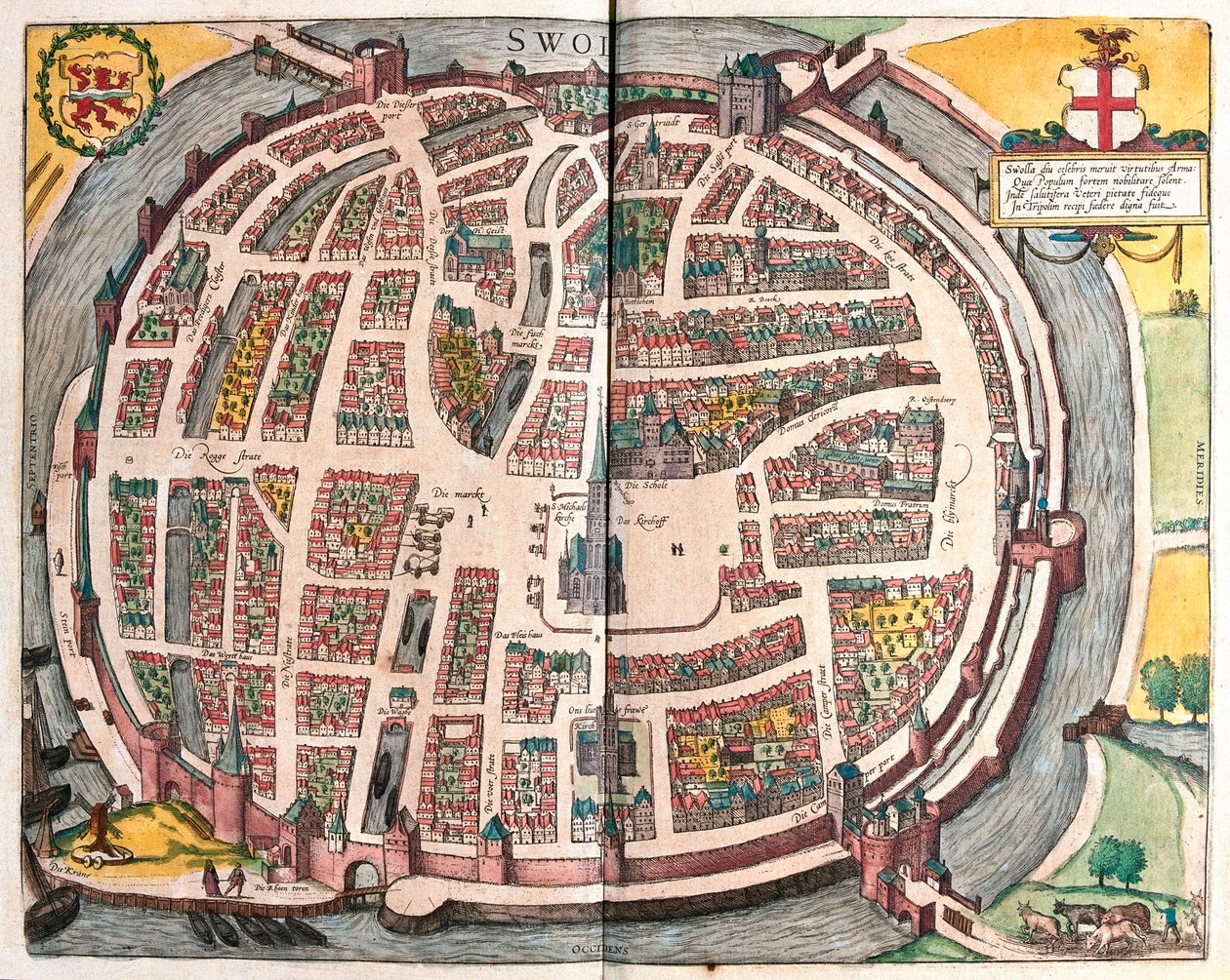 Zwolle, Hollandia - Georg Braun "Civitates Orbis Terrarum" című művében, Köln 1617. alkotó: Georg Braun