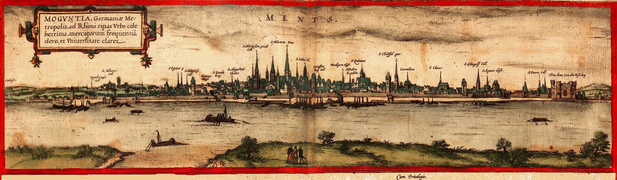 Mainz látképe, 1572 alkotó: Georg Braun und Franz Hogenberg