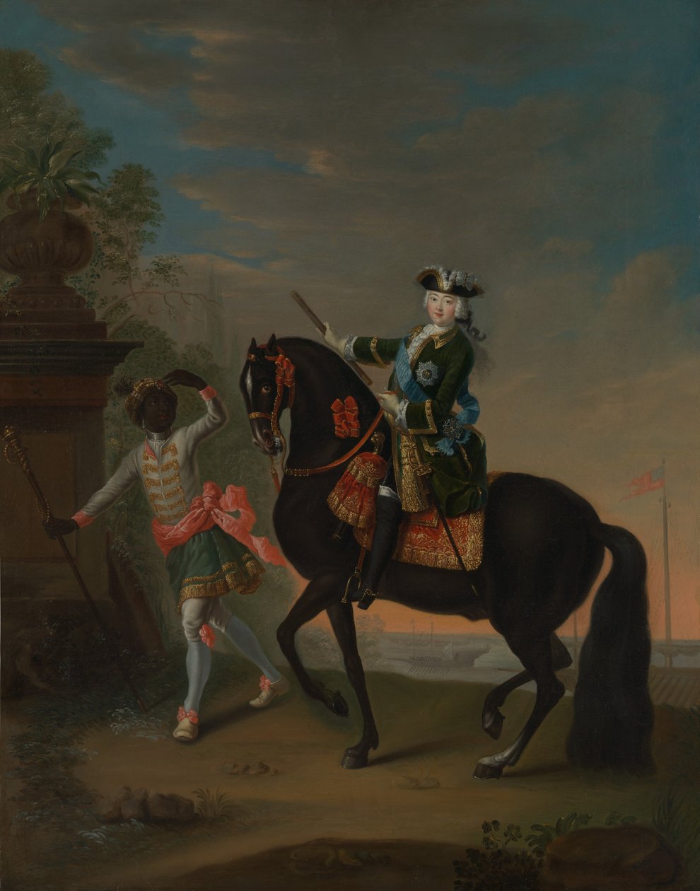 Erzsébet orosz császárné 1709-1762 lóháton, oldal kíséretében, 1743-49 után. alkotó: Georg Cristoph Grooth