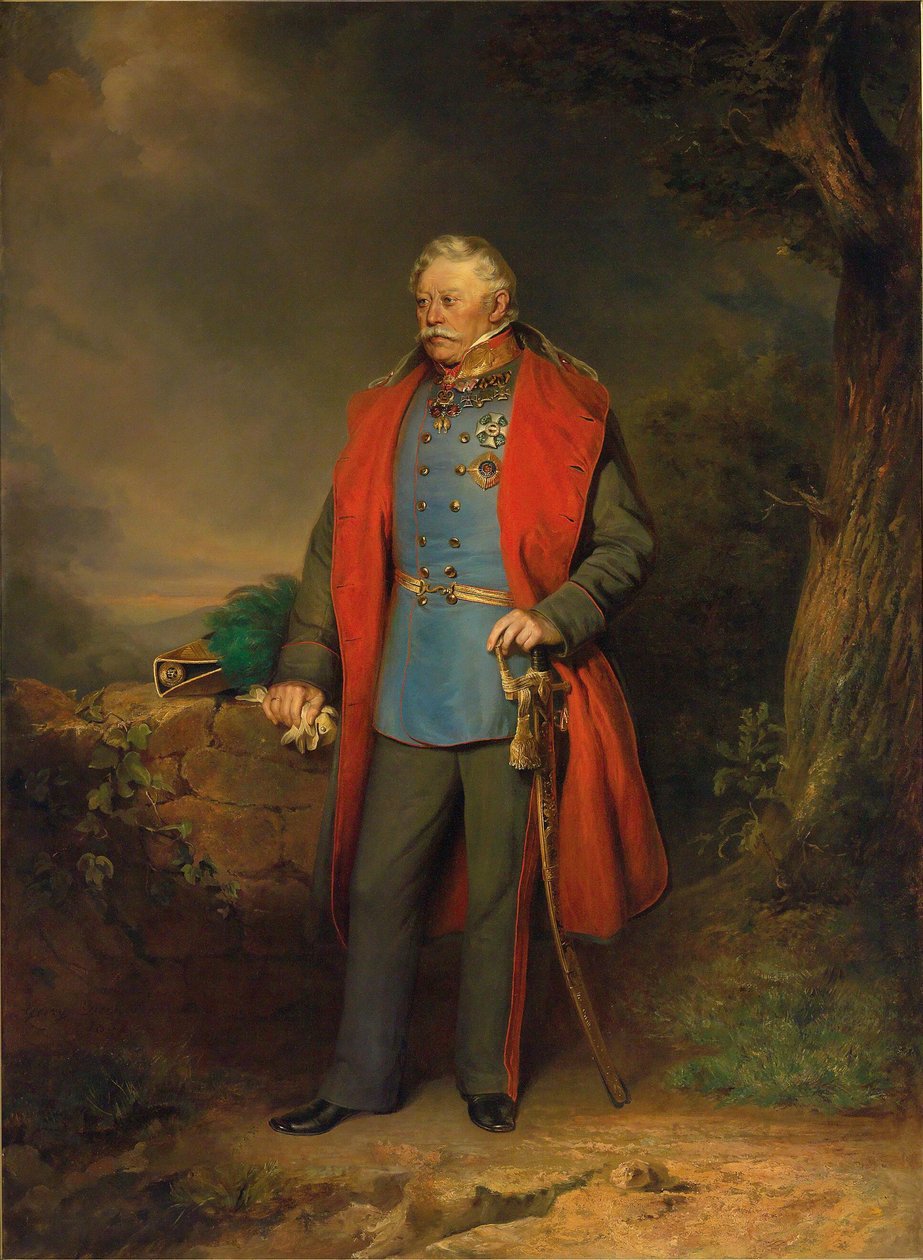 Radetzky Johann Joseph Wenzel Radetzky gróf tábornagy, egész alakos portréja alkotó: Georg Decker