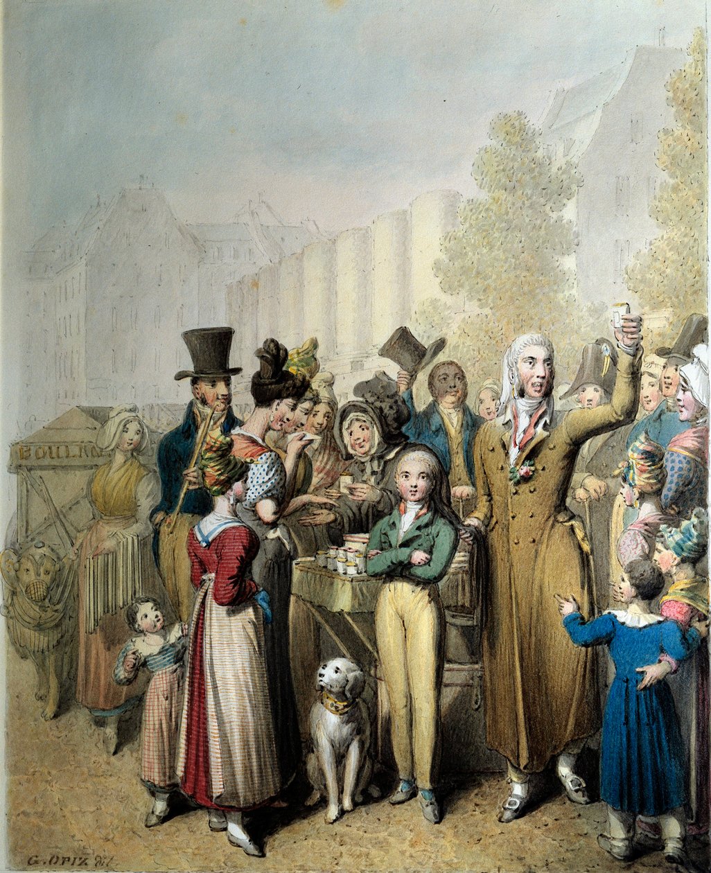 Boulevard de la Madeleine, George Emanuel Opitz (1775-1841) sarlatán litográfiája 1831 Párizs. Karneváli Múzeum alkotó: Georg Emanuel Opitz