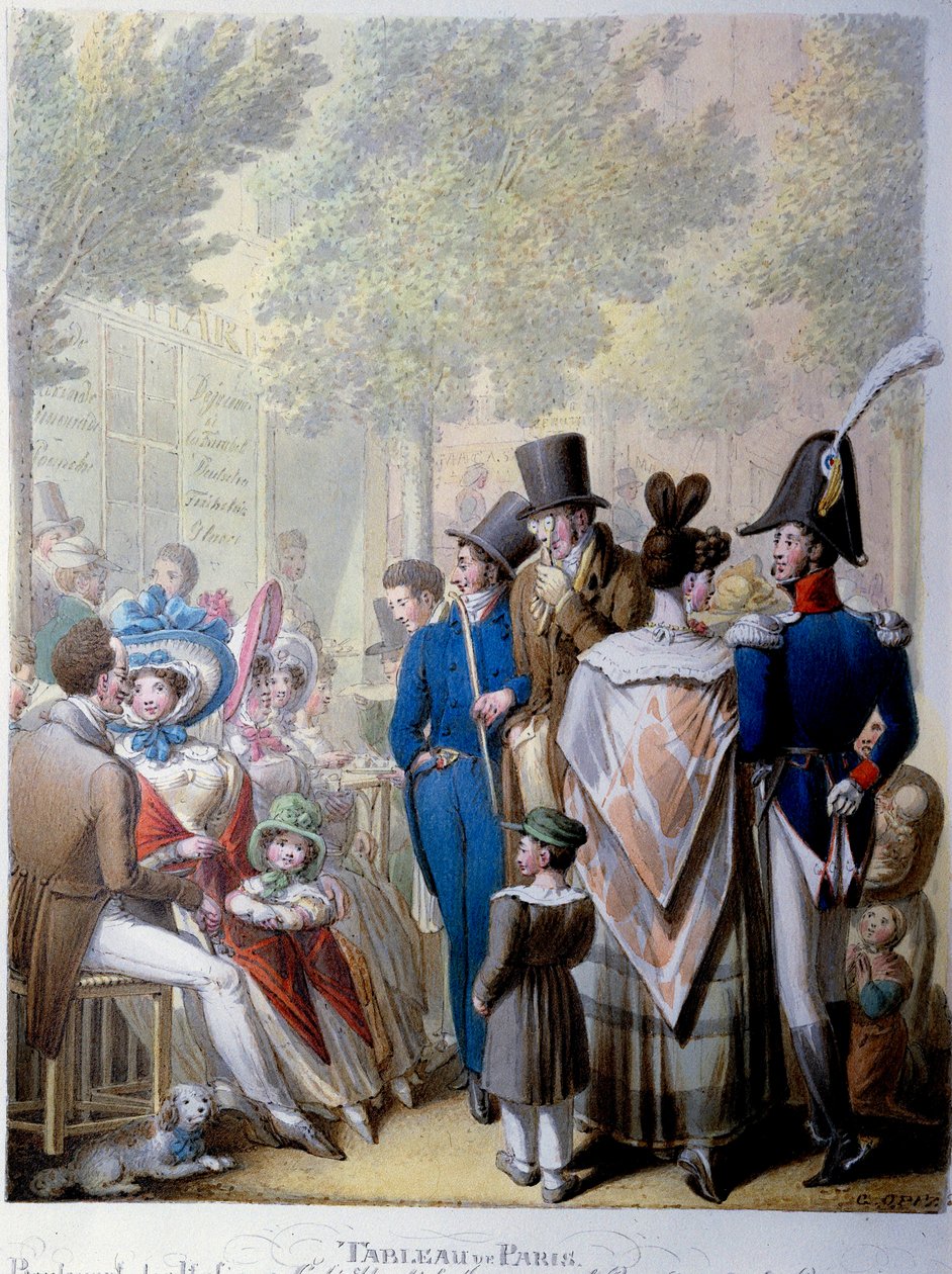Boulevard des Italians, a Hardy kávézó Párizsban a XIX. A német Georg Emanuel Opitz (1775-1841) litográfiája alkotó: Georg Emanuel Opitz