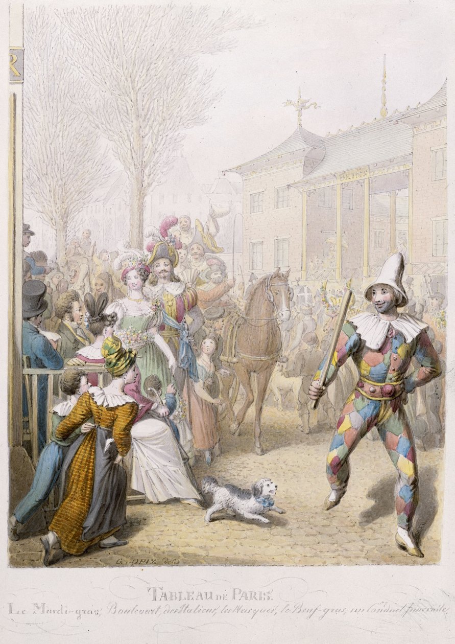 Mardi Gras, Boulevard des Italiens, 1831 (wc, papír) alkotó: Georg Emanuel Opitz