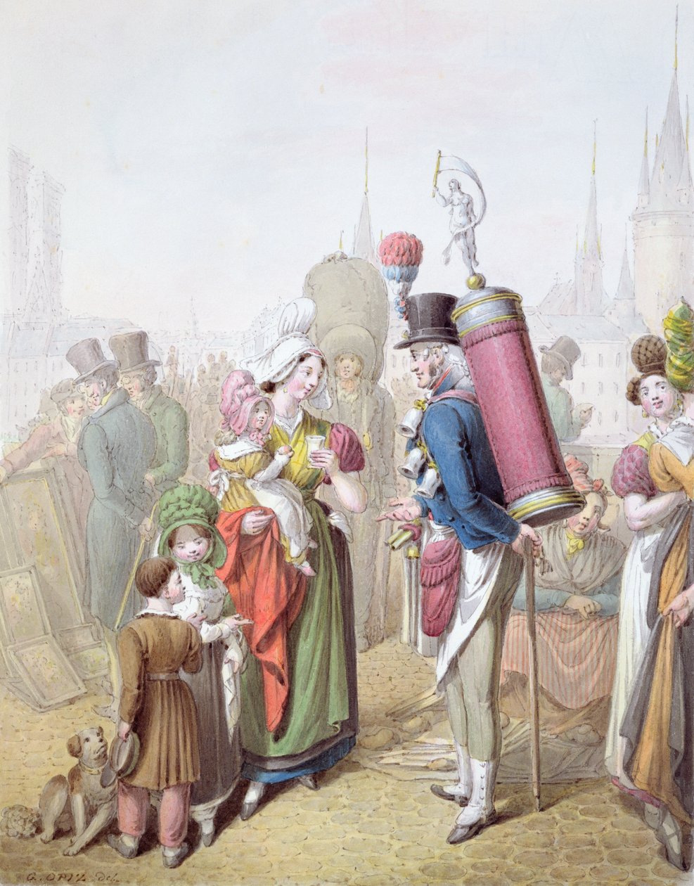 A Pont Notre-Dame, 1810 körül (wc papíron) alkotó: Georg Emanuel Opitz
