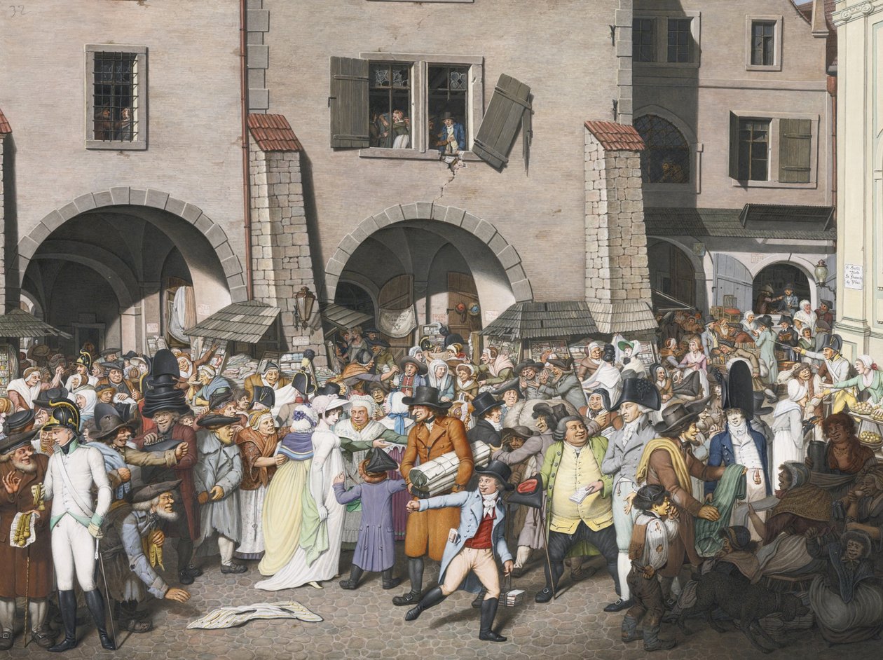 Nyüzsgő piactér, Prága, 1804 alkotó: Georg Emanuel Opiz