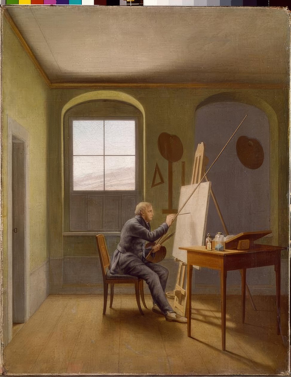 Caspar David Friedrich stúdiójában alkotó: Georg Friedrich Kersting