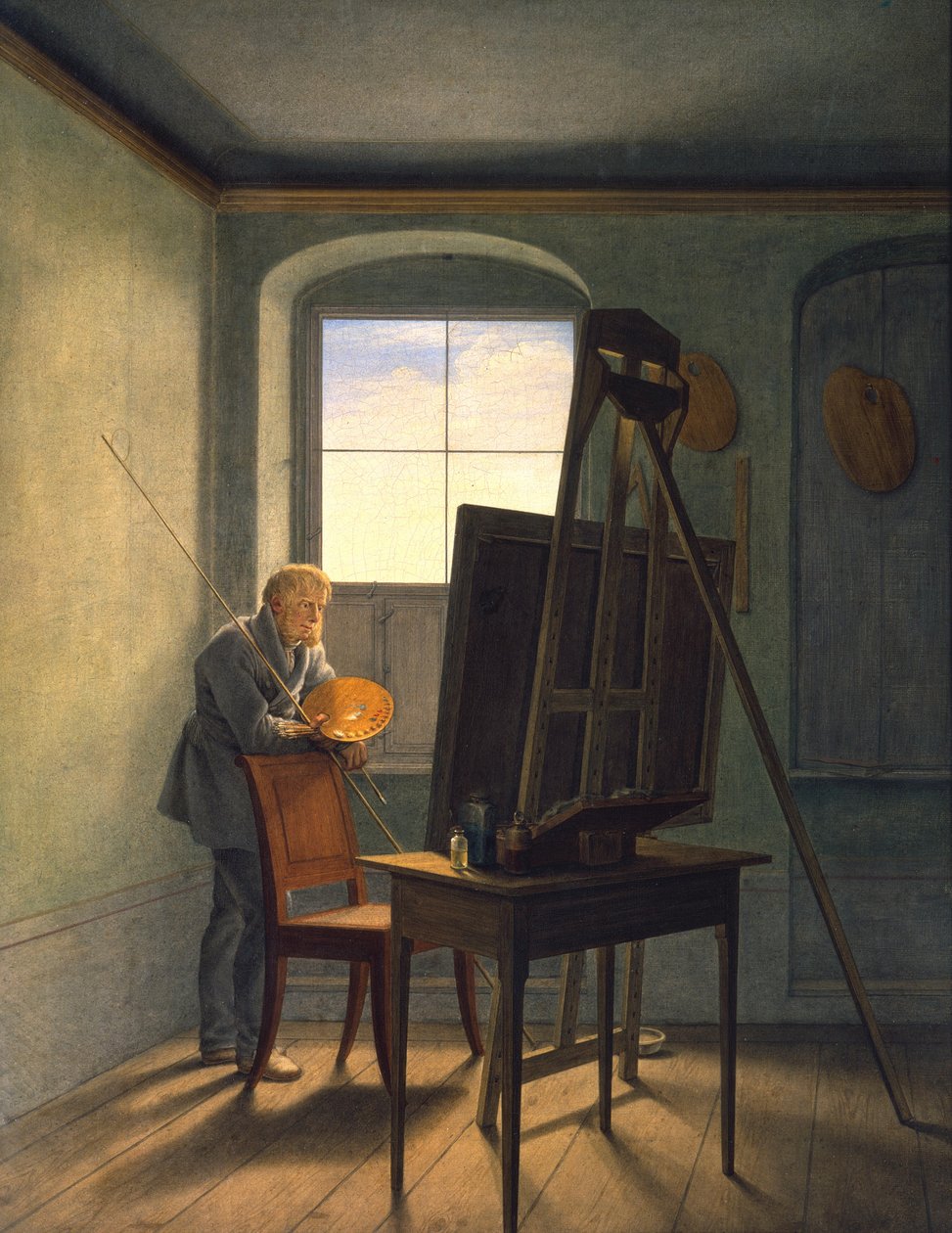 Német: Caspar David Friedrich a műtermében Caspar David Friedrich a műtermében (1812) alkotó: Georg Friedrich Kersting