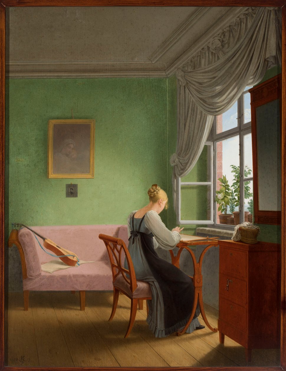 Hímző nő az ablaknál alkotó: Georg Friedrich Kersting