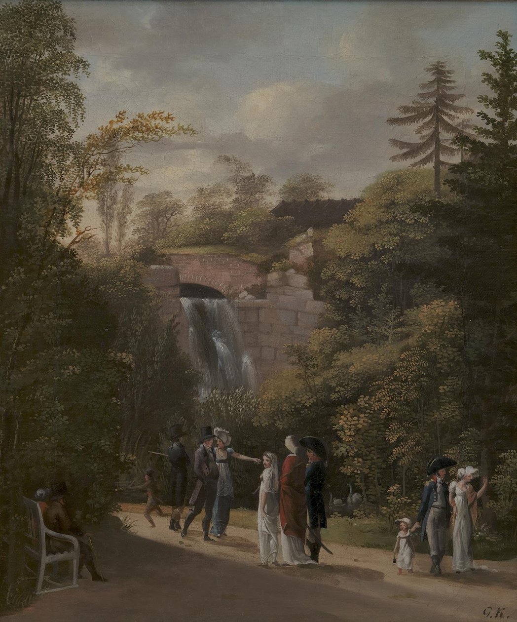 A kaszkád a Frederiksberg Gardenben Koppenhága közelében alkotó: Georg Friedrich Kersting