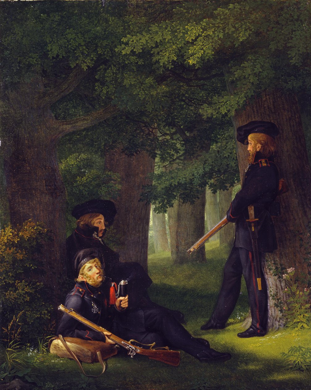 Theodor Körner, Friedrich Friesen és Heinrich Hartmann őrszolgálaton alkotó: Georg Friedrich Kersting