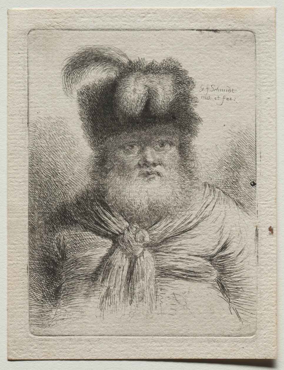 Öreg férfi prémes sapkában. alkotó: Georg Friedrich Schmidt