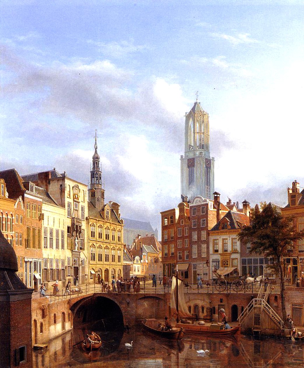 Utrecht az Oudegrachttal, 1827, olaj, vászon alkotó: Georg Gillis van Haanen