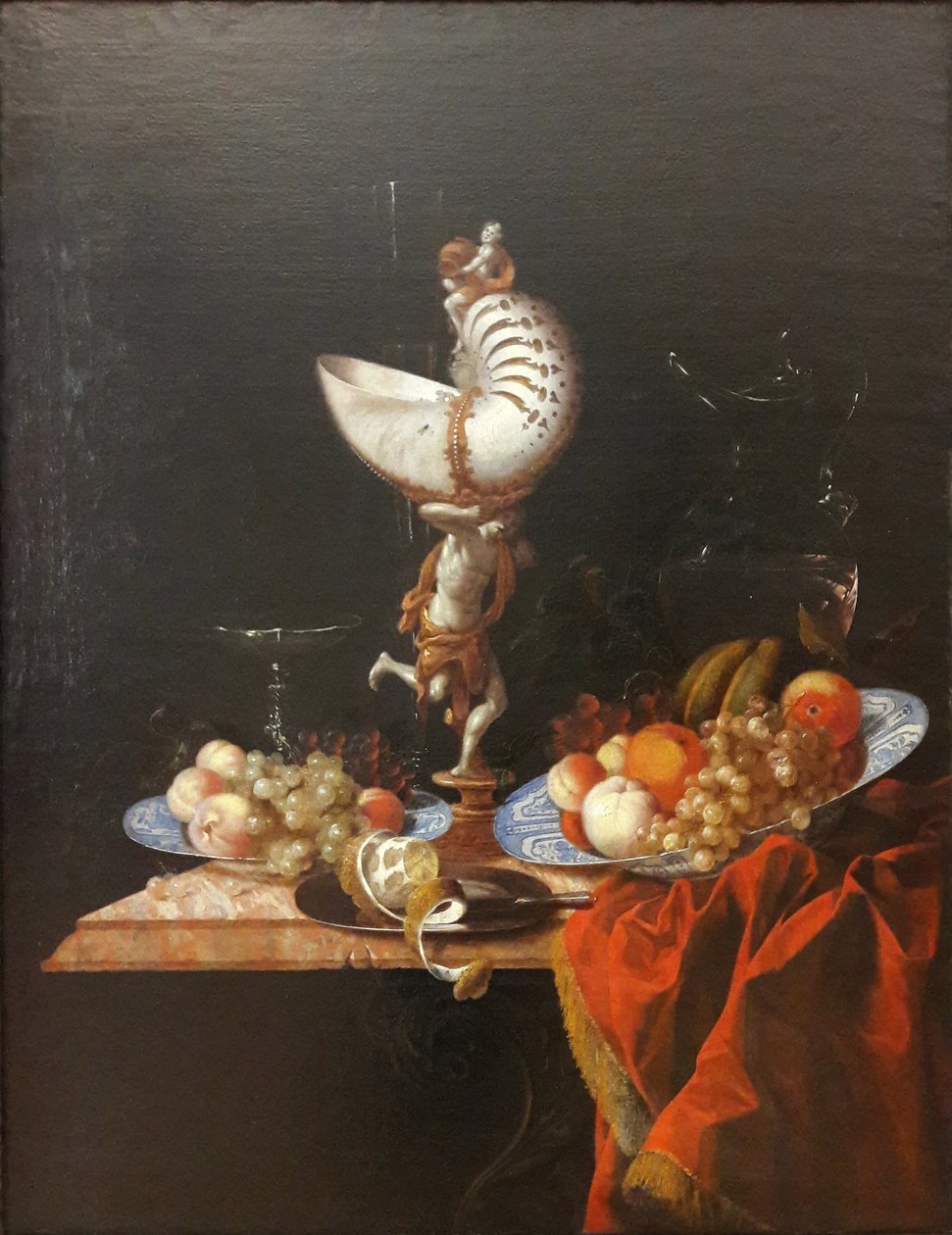 Német: Stillleben mit Nautiluspokal Csendélet nautilus csészével alkotó: Georg Hainz