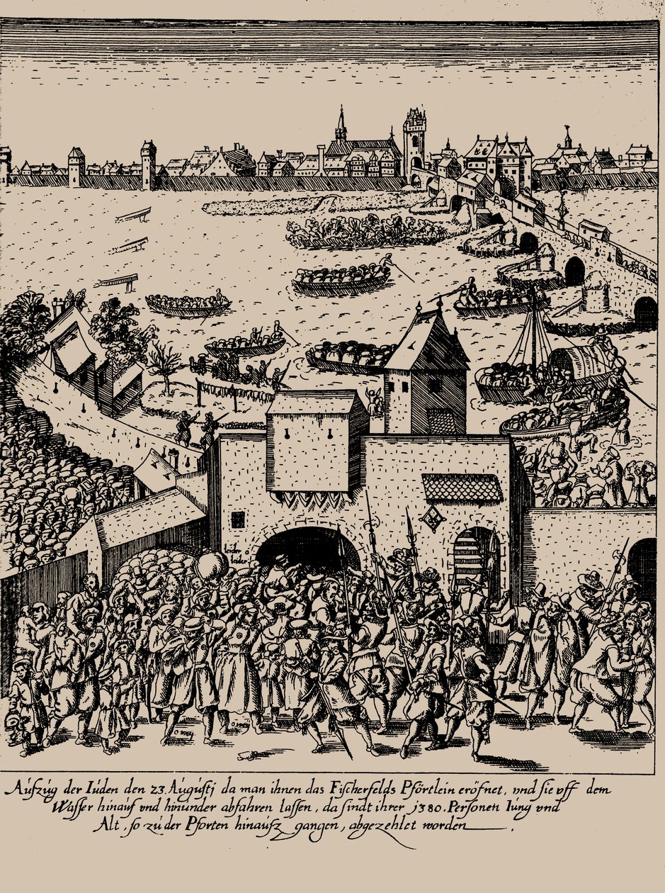 A Fettmilch felkelés. A zsidók kiűzése Frankfurtból 1614. augusztus 23-án, kb. 1616-1617. alkotó: Georg Keller