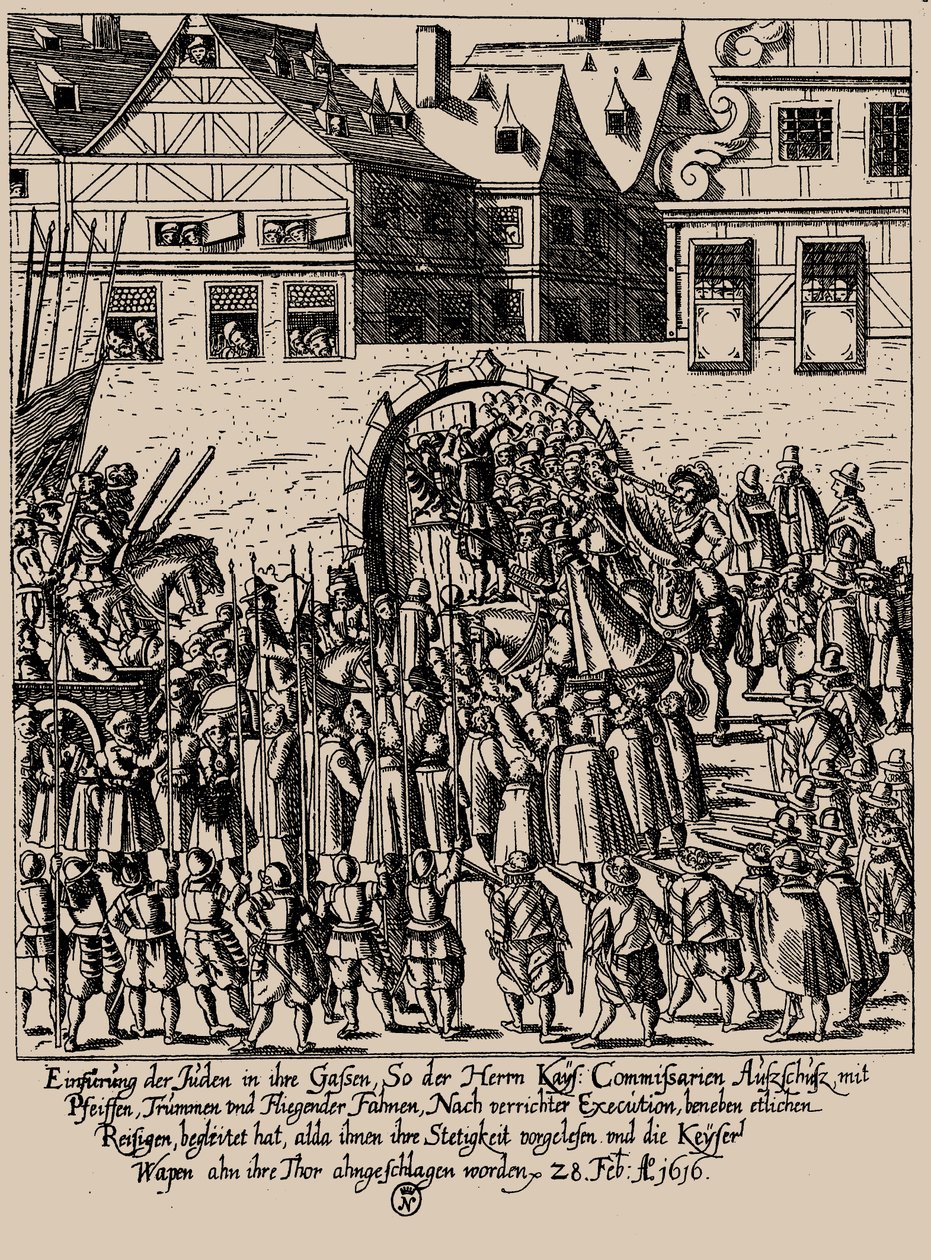 A Fettmilch felkelés. A zsidók visszatelepítése Frankfurtban 1616. február 28-án, kb. 1616-1617. alkotó: Georg Keller