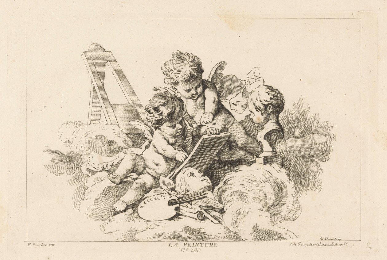 Schilderkunst La Peinture (cím az objektumon) Livre des Arts (sorozat címe) alkotó: Georg Leopold Hertel