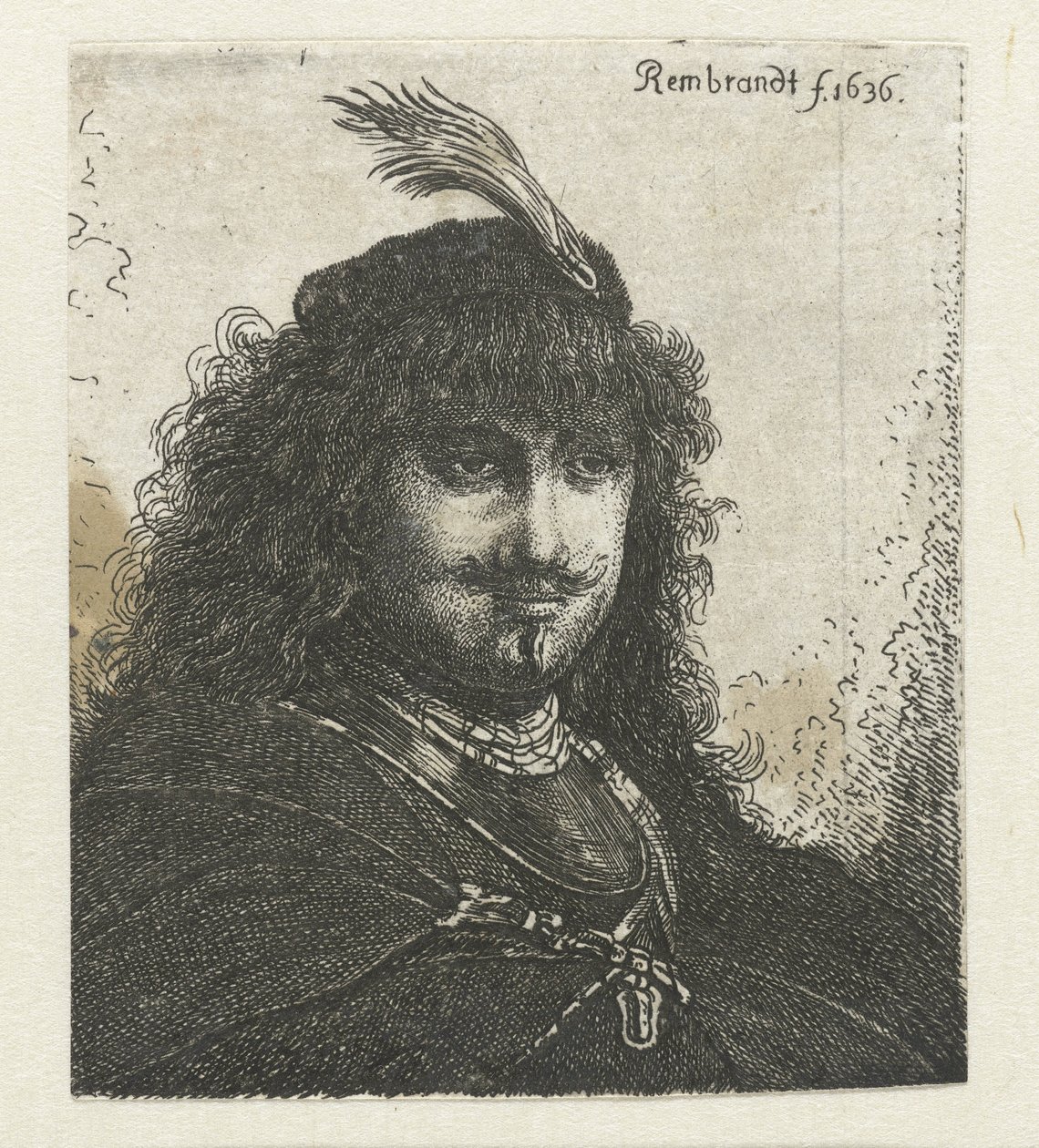 Önarckép (?) tollas sapkával és leeresztett szablyával alkotó: Georg Leopold Hertel