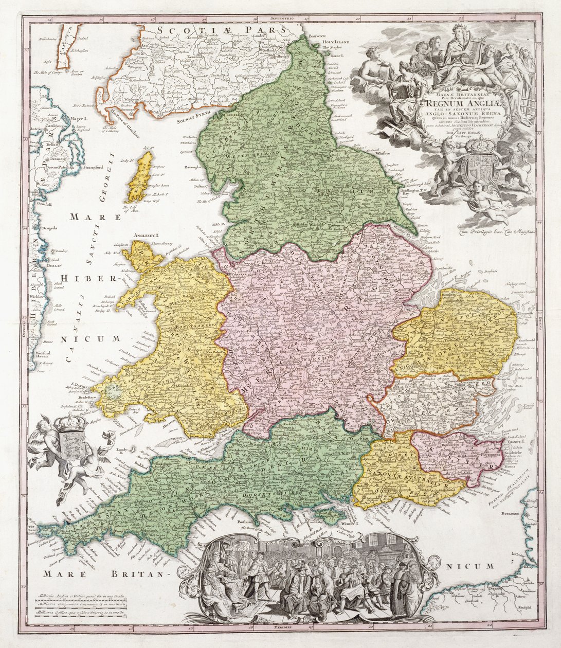Anglia térképe, 1760 alkotó: Georg Matthäus Seutter