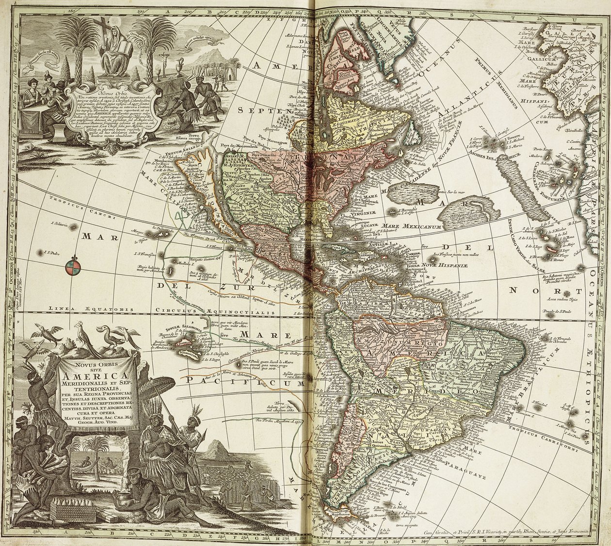 Amerika térképe, 1744 alkotó: Georg Matthäus Seutter