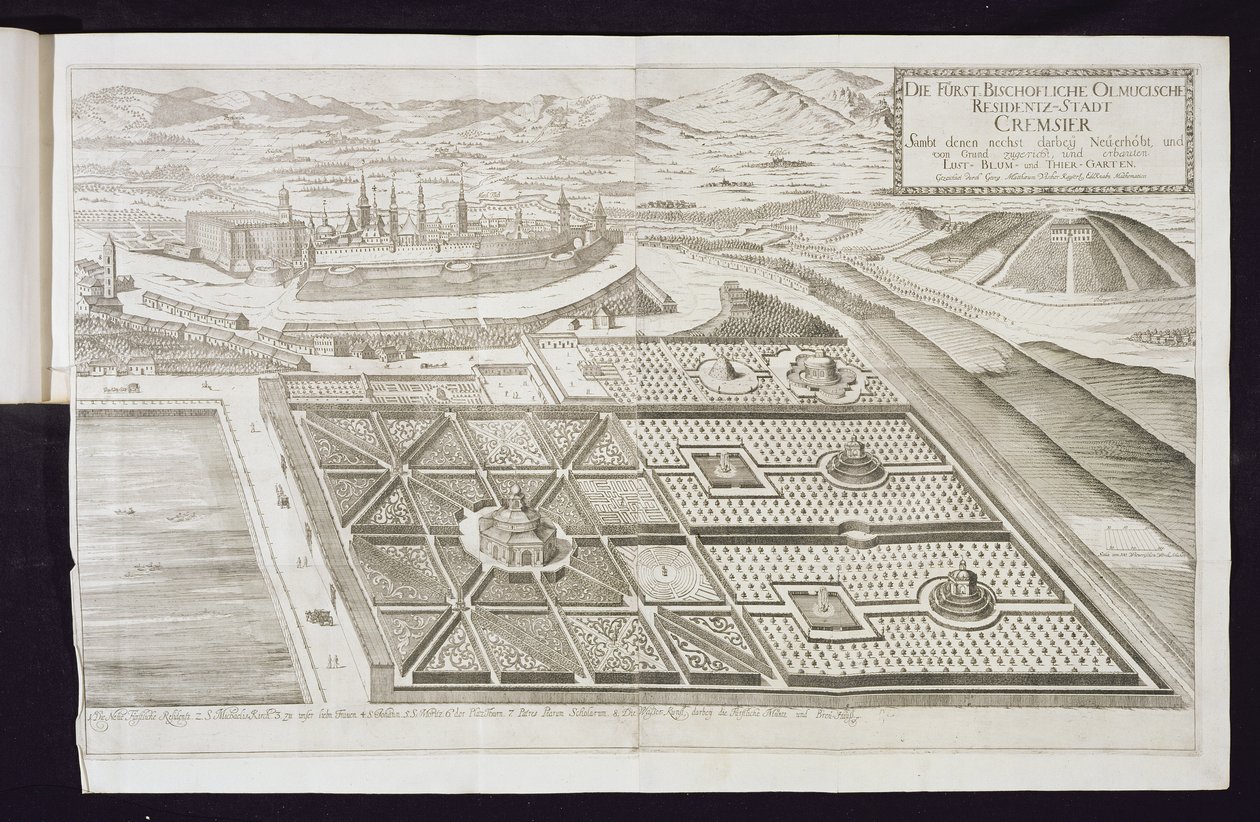 Az új kertek Cremsier-ben, a herceg-püspök rezidenciájában, 1700 körül megjelentek alkotó: Georg Matthaus Vischer