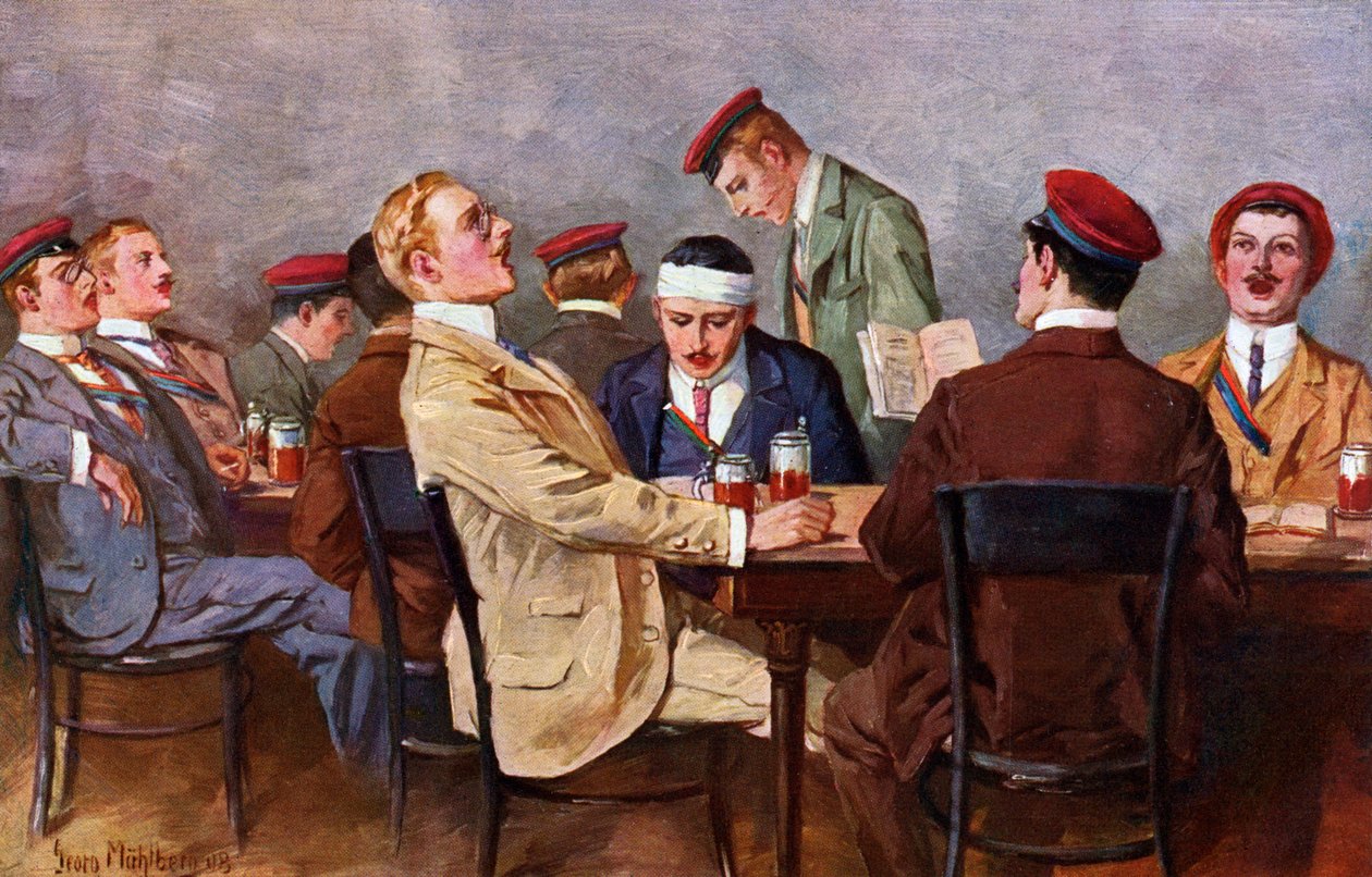 Testvériségek – Sörivás és éneklés, 1900 körül (illusztráció) alkotó: Georg Muhlberg