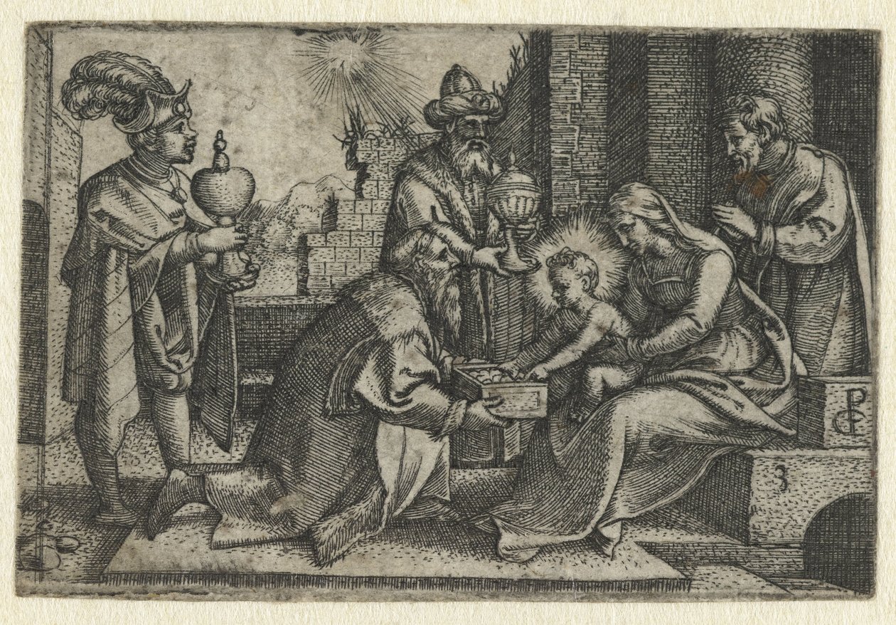A királyok imádása Krisztus élete (sorozat címe) alkotó: Georg Pencz